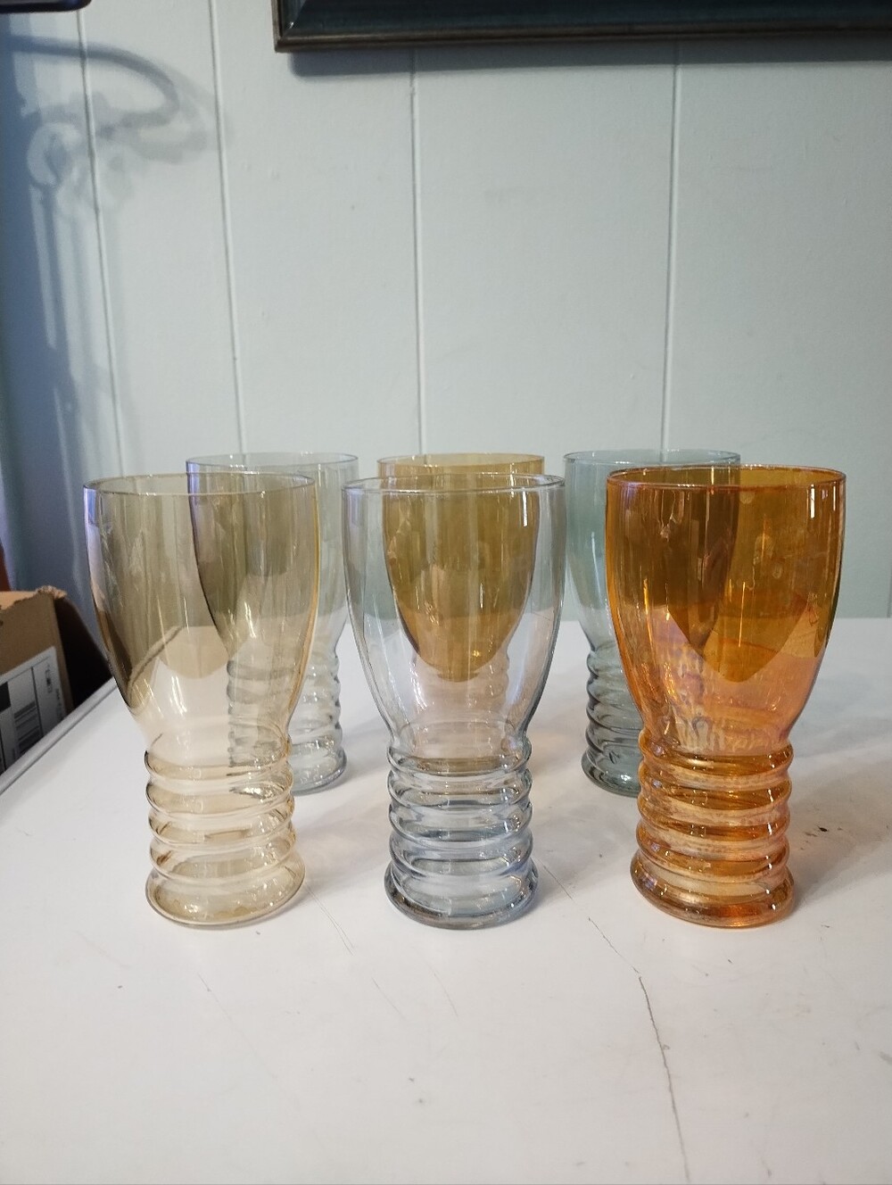 Mid-Century Modern Ribbed Drinking Glasses- Read Description